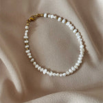 Bratara de picior, perla de cultura, inox, aur, hipoalergenic, cadou, handmade, realizat manual, bijuterii, accesorii, vara