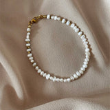 Bratara de picior, perla de cultura, inox, aur, hipoalergenic, cadou, handmade, realizat manual, bijuterii, accesorii, vara