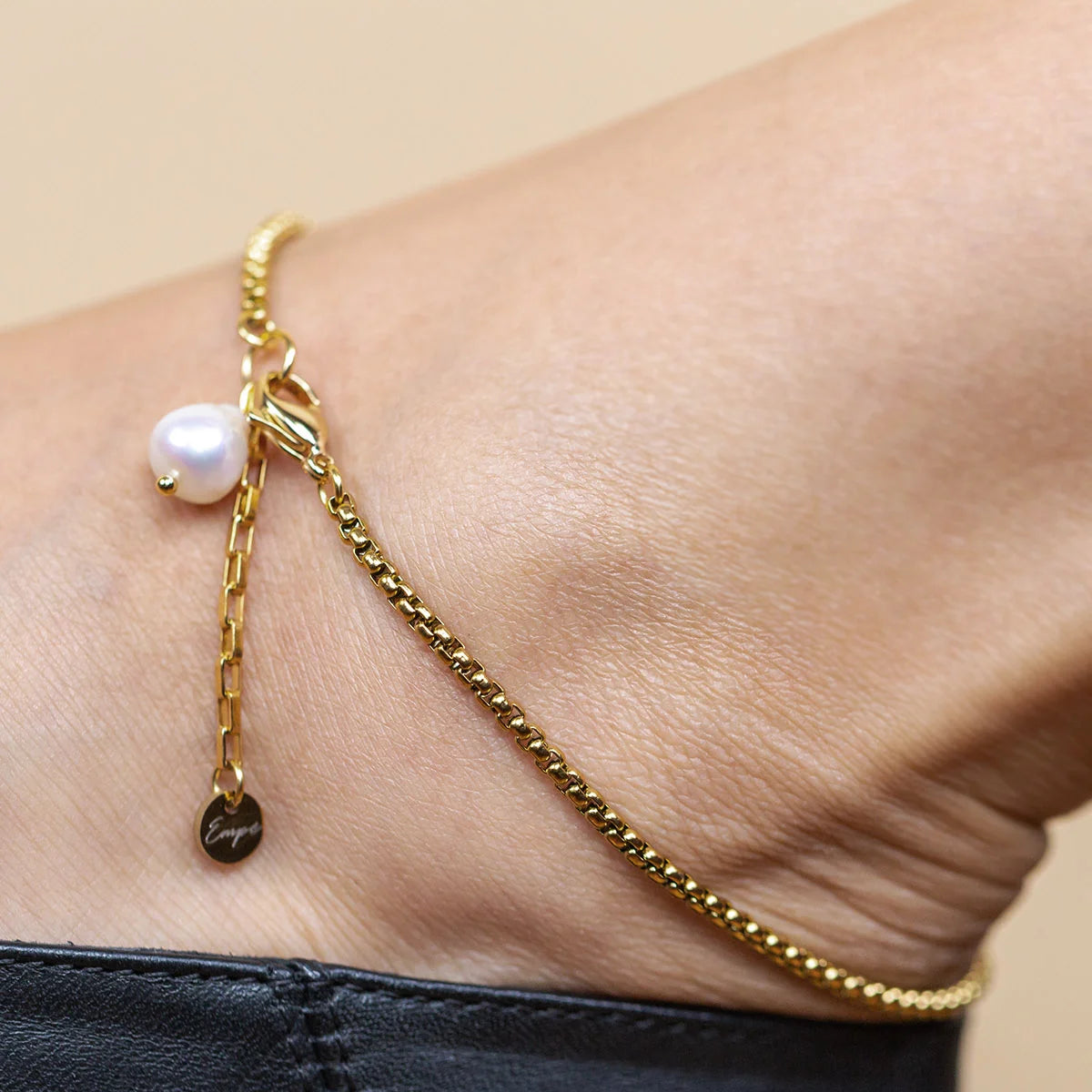 Bratara de picior, perla de cultura, inox, aur, hipoalergenic, cadou, handmade, realizat manual, bijuterii, accesorii