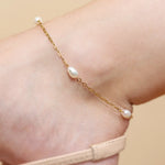 Bratara de picior, perla de cultura, inox, aur, hipoalergenic, cadou, handmade, realizat manual, bijuterii, accesorii