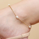 Bratara de picior, perla de cultura, inox, aur, hipoalergenic, cadou, handmade, realizat manual, bijuterii, accesorii