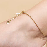 Bratara de picior, perla de cultura, inox, aur, hipoalergenic, cadou, handmade, realizat manual, bijuterii