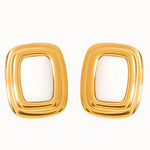 cercei inox, auriu, perle de cultura, cercei statement, cadou, bijuterii, realizat manual, cercei hipoalergenici, agata alba, vintage, pietre semipretioase