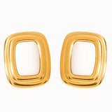 cercei inox, auriu, perle de cultura, cercei statement, cadou, bijuterii, realizat manual, cercei hipoalergenici, agata alba, vintage, pietre semipretioase