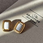 cercei inox, auriu, perle de cultura, cercei statement, cadou, bijuterii, realizat manual, cercei hipoalergenici, agata alba, vintage, pietre semipretioase