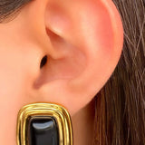 cercei inox, auriu, perle de cultura, cercei statement, cadou, bijuterii, realizat manual, cercei hipoalergenici, agata alba, vintage, pietre semipretioase, onix